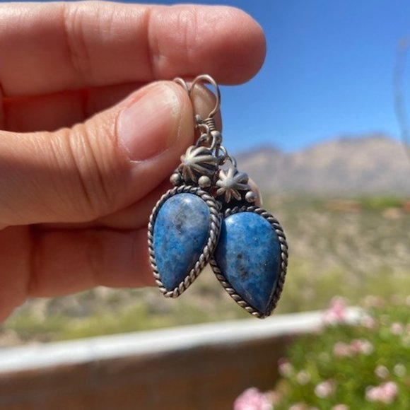 Carolyn Pollack Jewelry - VTG Carolyn Pollack Sterling Sodalite Stone Teardrop Earrings